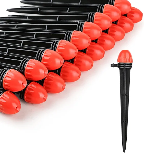 1/4" Drip Irrigation Emitters, Yulaiyoen 1/4-inch Spray Emitters 30 Pack, Automatic Drip Irrigation Parts Accessories, 360 Degree Drip Irrigation Sprinkler Heads Sprayer for Irrigation System