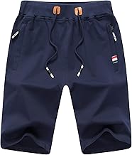 ZOXOZ Short Jogging Homme Coton avec Poches Zippées