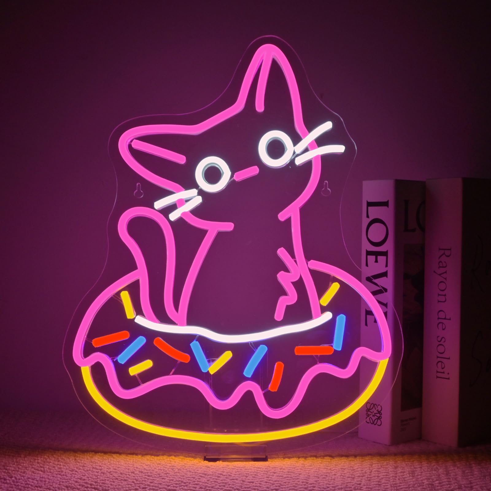 Ineonlife Donut Cat Neon Sign LED lights 12.6