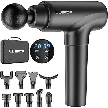 Pistola de Masaje Muscular con 10 Cabezales y 20 Velocidades para Masajes...