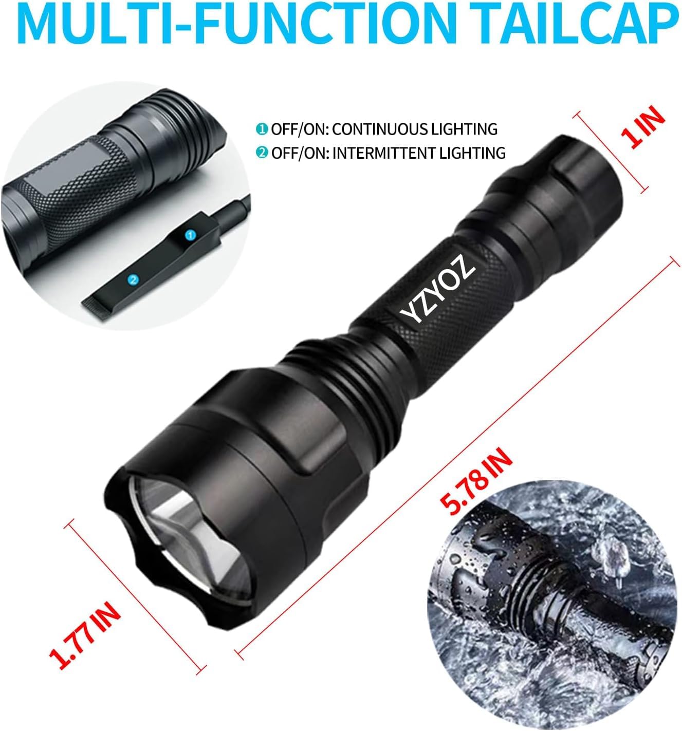 YZYOE Rechargeable Yellow Light Tactical Flashlight,600 Yards Yellow LED Hunting Light kit - Image 3