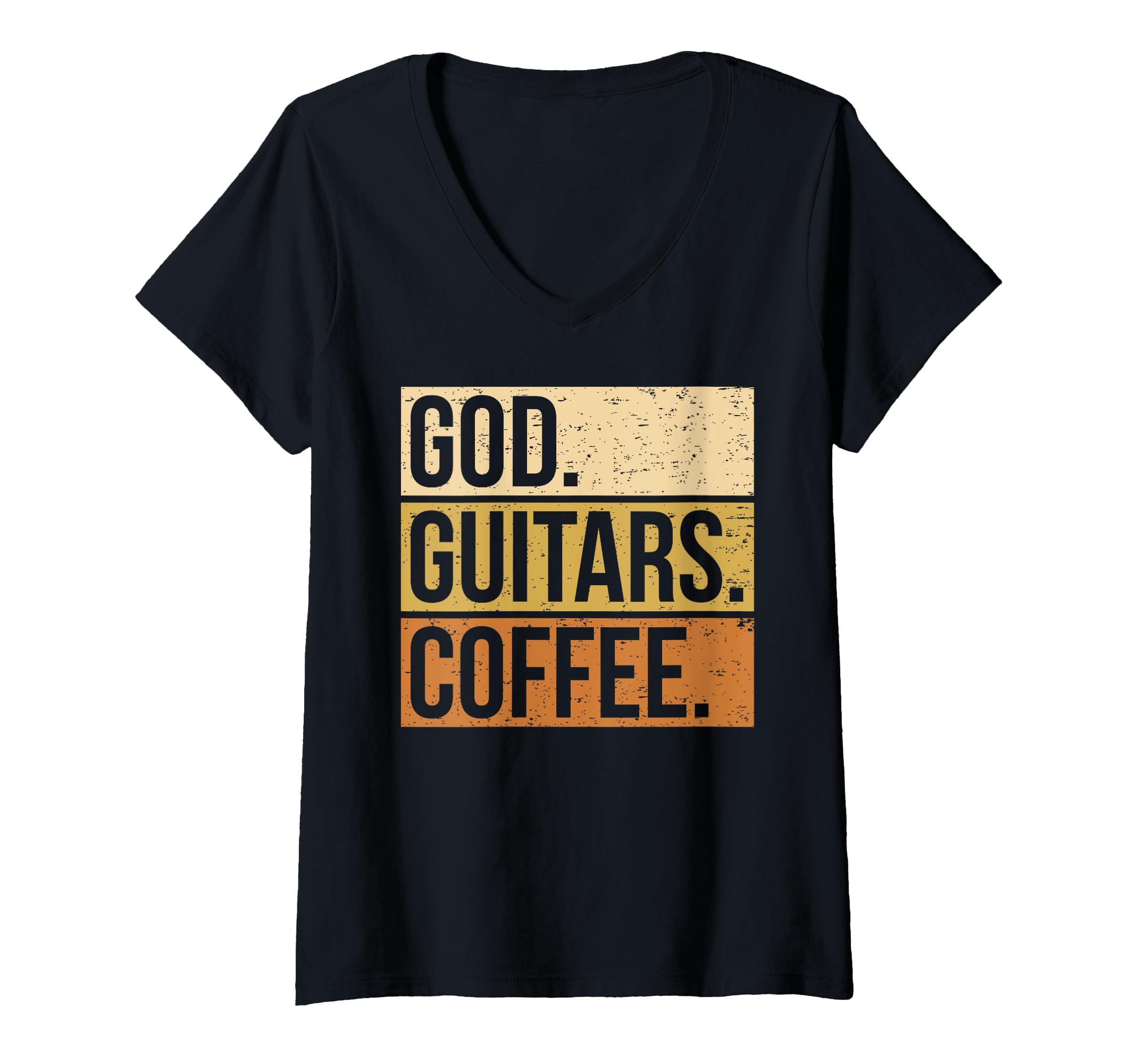 Womens Guitar Player Guitarist I God Guitar Coffee V-Neck T-Shirt, Black