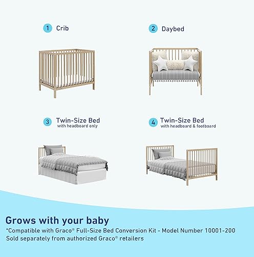 Miniatura 4 de Graco Teddi - Mini cuna convertible 4 en 1 con colchón resistente al agua (madera flotante), certificado GREENGUARD Gold, colchón de 2.75 pulgadas