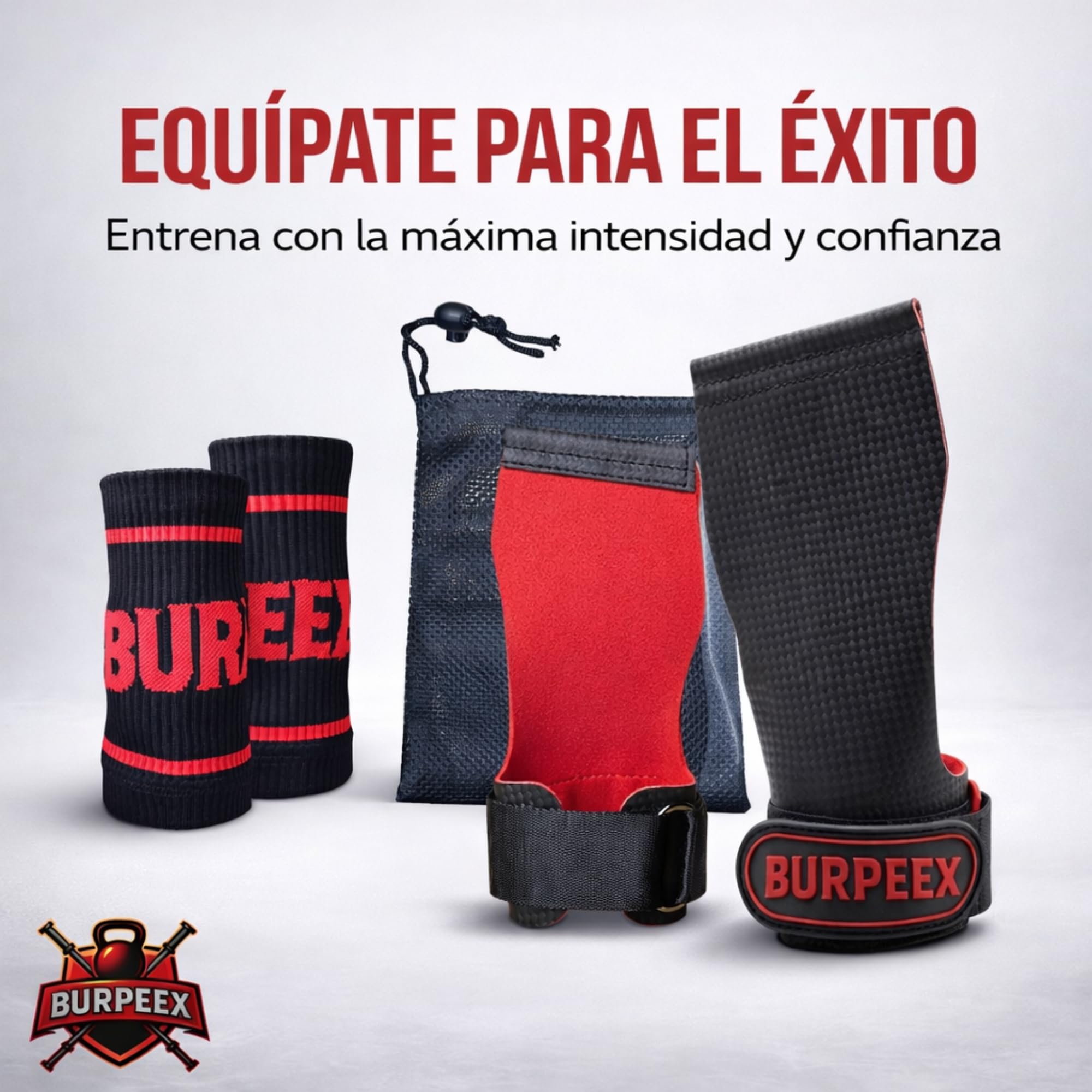 BURPEEX - Calleras Crossfit con Muñequeras y Bolsa de Transporte – Agarre Antideslizante y Protección de Manos para Dominadas, Halterofilia, Calistenia y WOD Intensos — view 6