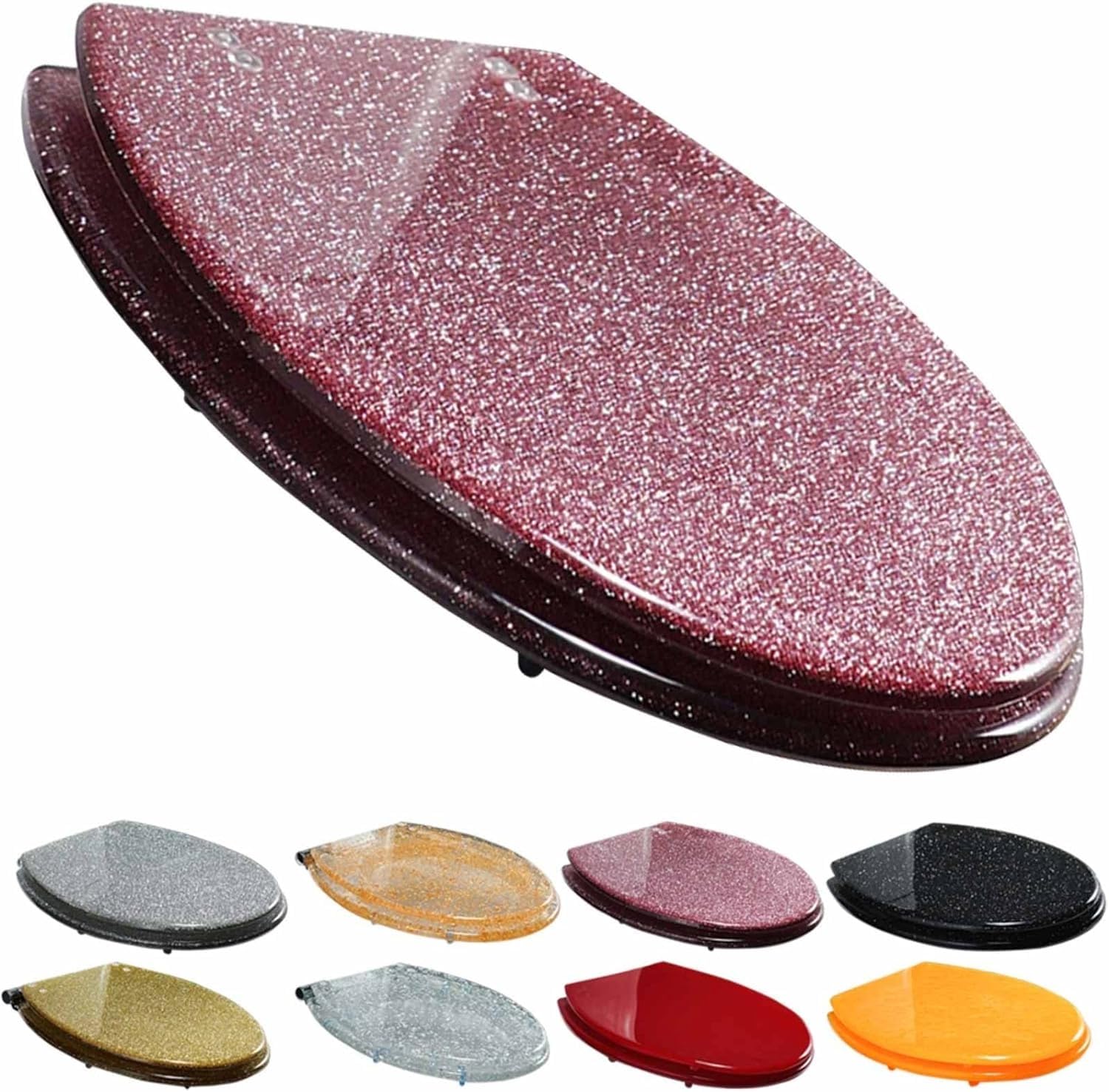 Soft Close, Adjustable Hinges, Oval seat, Lightweight, Durable, Portable, User-Friendly, Compact, Toilet, 360, Quick, Release
