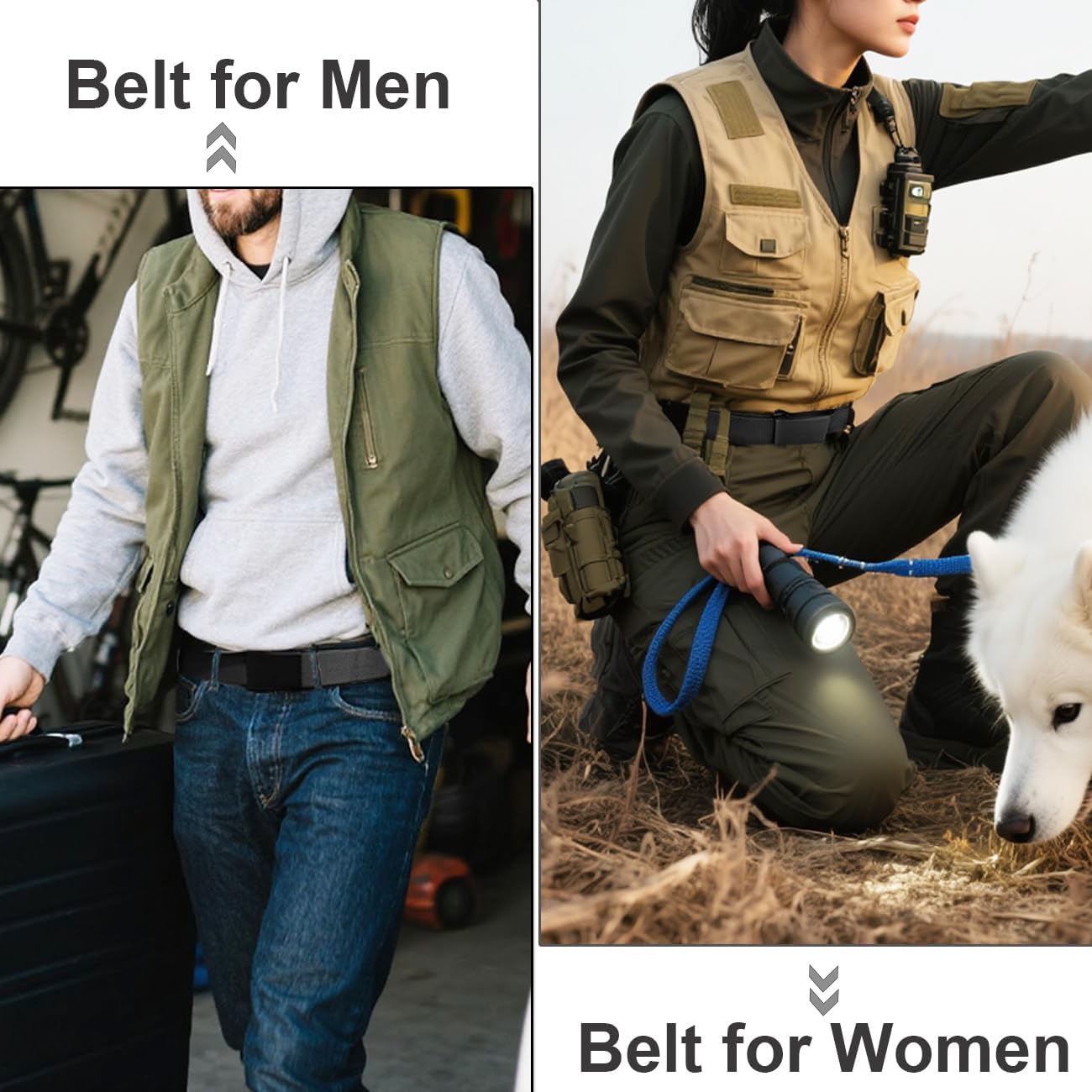 1.3” Men’s Stretch Belt, 2-Pack Flip-top Metal Buckle Golf Belt, Elastic Nylon Web Belt - Image 6