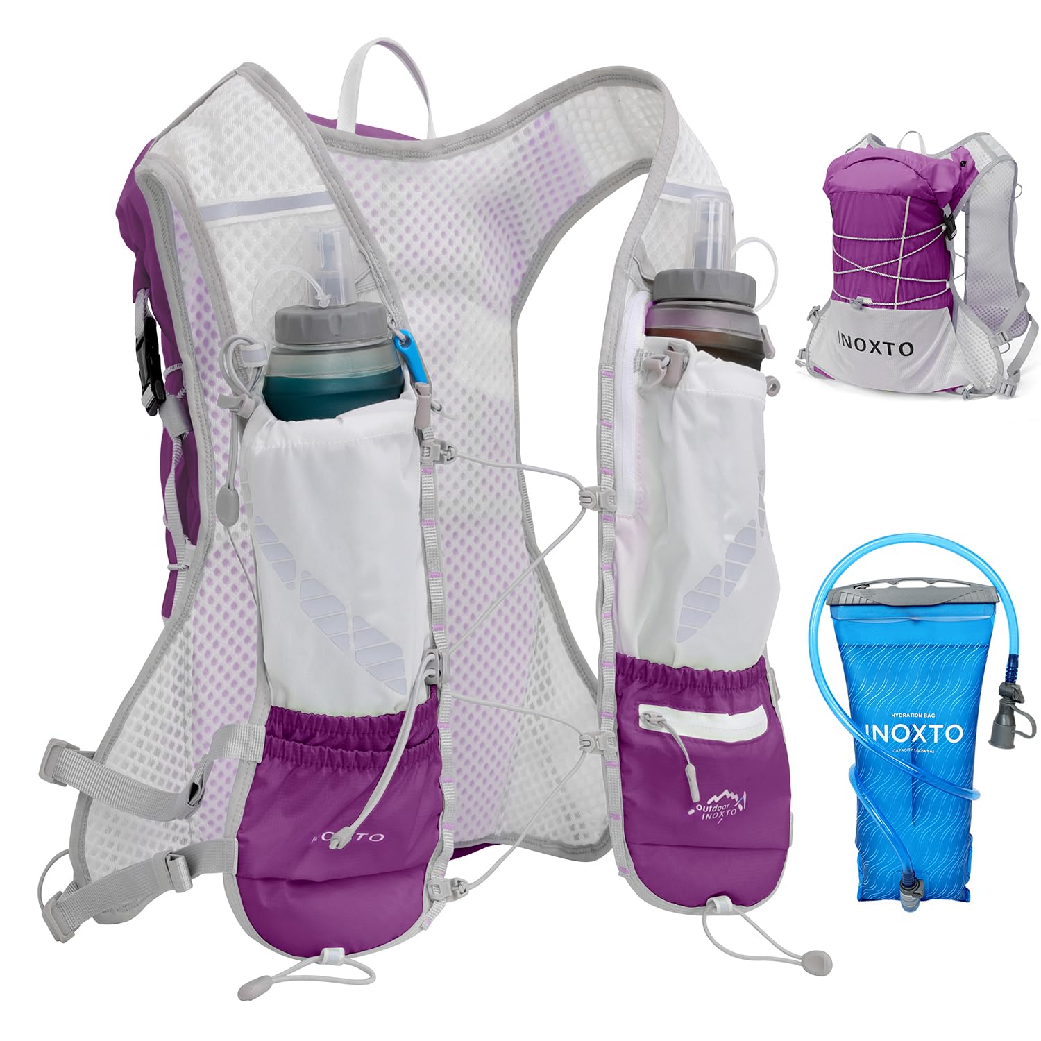 IX INOXTO Running Vest Hydration Backpack, Lightweight Running Backpack Hydration Pack with 1.6L Water Bladder Daypack for Trail Running Hiking