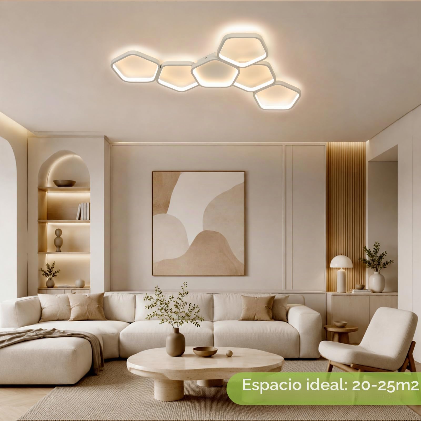 OTREN Lámpara Techo Regulable con Mando a Distancia, 88 cm 58W, 3000K-6500K, Luz Nocturna, Temporizador y Función Memoria,Plafón LED Moderna para Salón, Dormitorio, Cocina