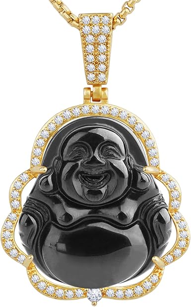 Buddha Necklace Black Obsidian Buddha 