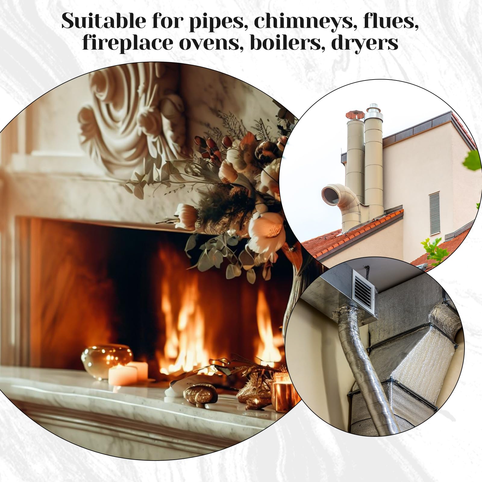 Sinmoe Juego de Cepillos para Tubos de Estufa 80 mm 150 mm Cepillo Caldera Alambre 4 cm Cepillo de Tubo de Alambre Longitud Total 30 cm Escoba para Chimenea con Varilla Flexible 100 cm — view 6