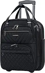 Mala de viagem KROSER multifuncional para levar sob o assento, 40,6 cm, leve, noturna, para mulheres, Preto, 13 x 7 x 16 inches