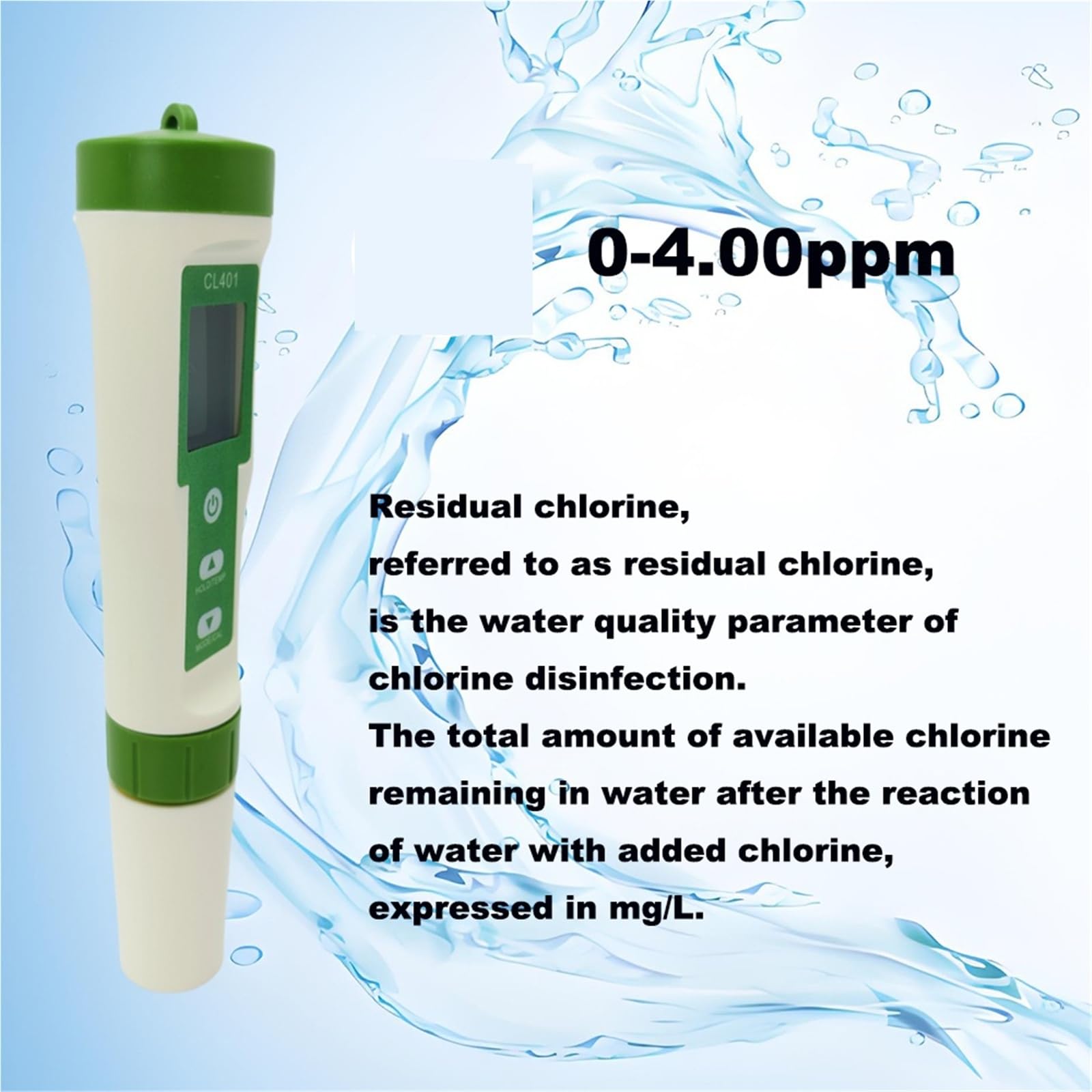 Stylo testeur de chlore libre 4 en 1, Portable, mesure du, CL H2 ORP, température, surveillance résiduel, Analyse de qualité instantanée