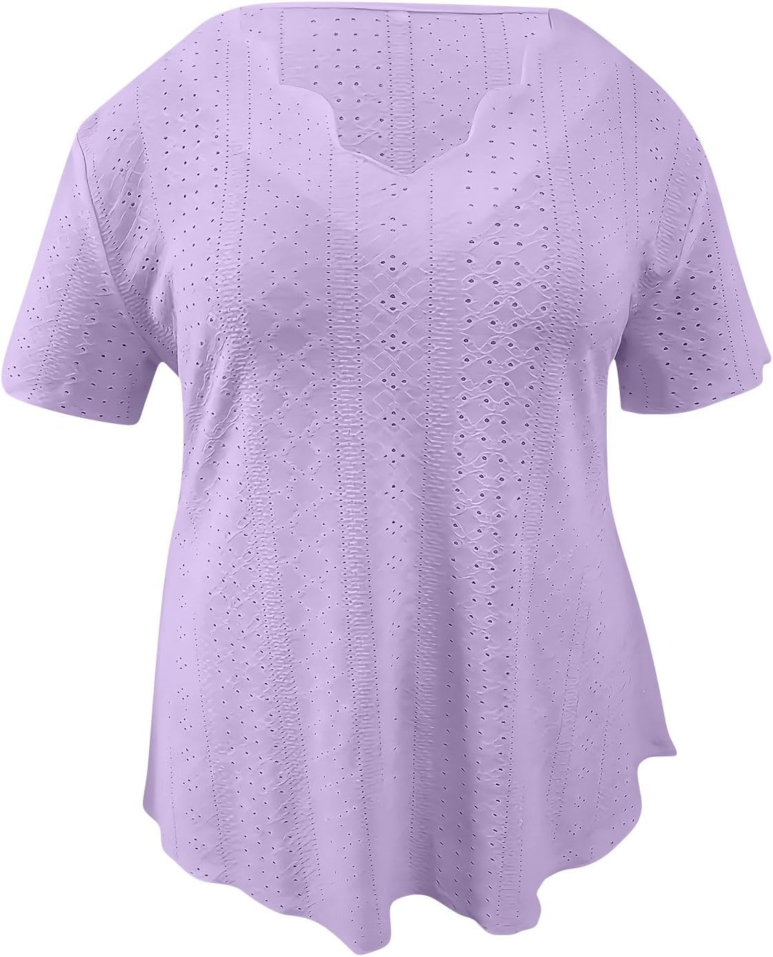 Womens Tops Eyelet Embroidery Summer Short Sleeve T Shirts V Neck Blouse Holiday Outfits Beach Vacation Clothes