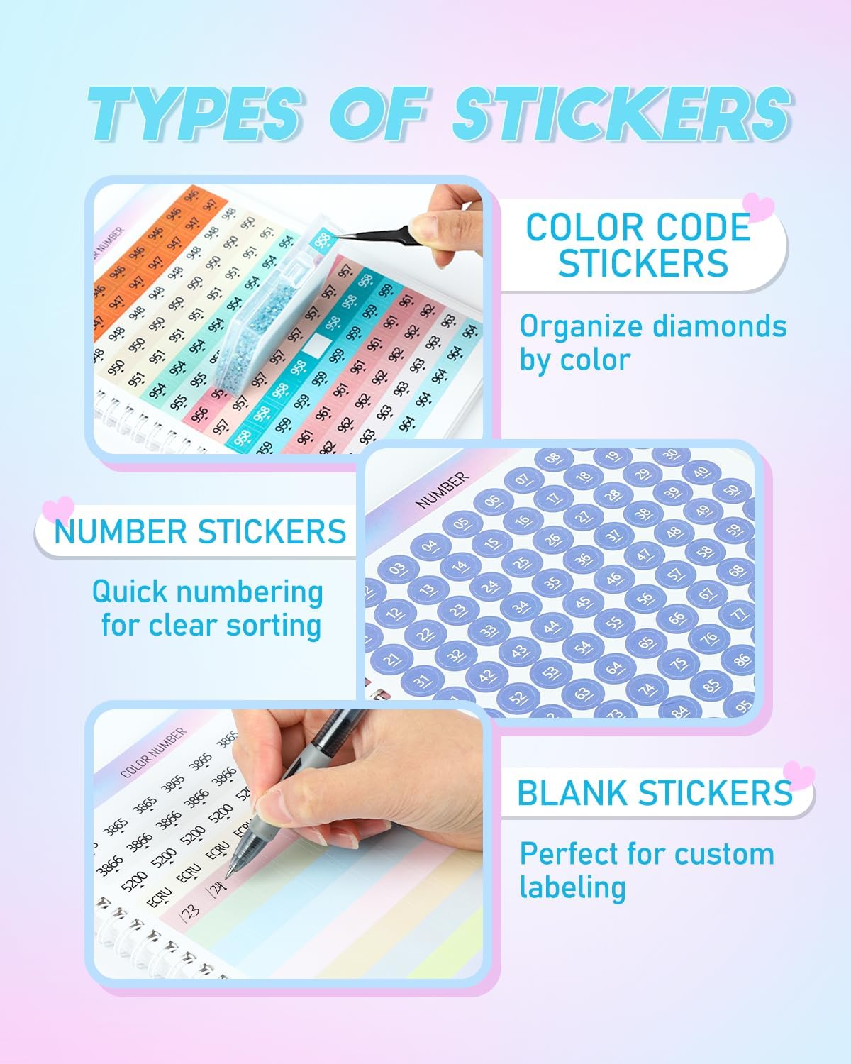 4000+ Diamond Art Stickers ＆ Labels – 36 Sheets Diamond Painting Accessories and Tools for Storage & Organization, Craft Stickers for Enthusiasts