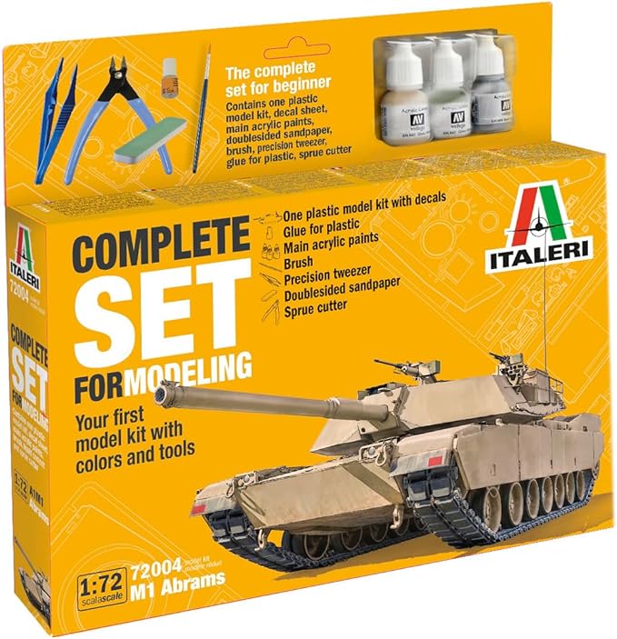 Italeri 72004 172 Model Set M1 Abrams Complete Set, Model Building