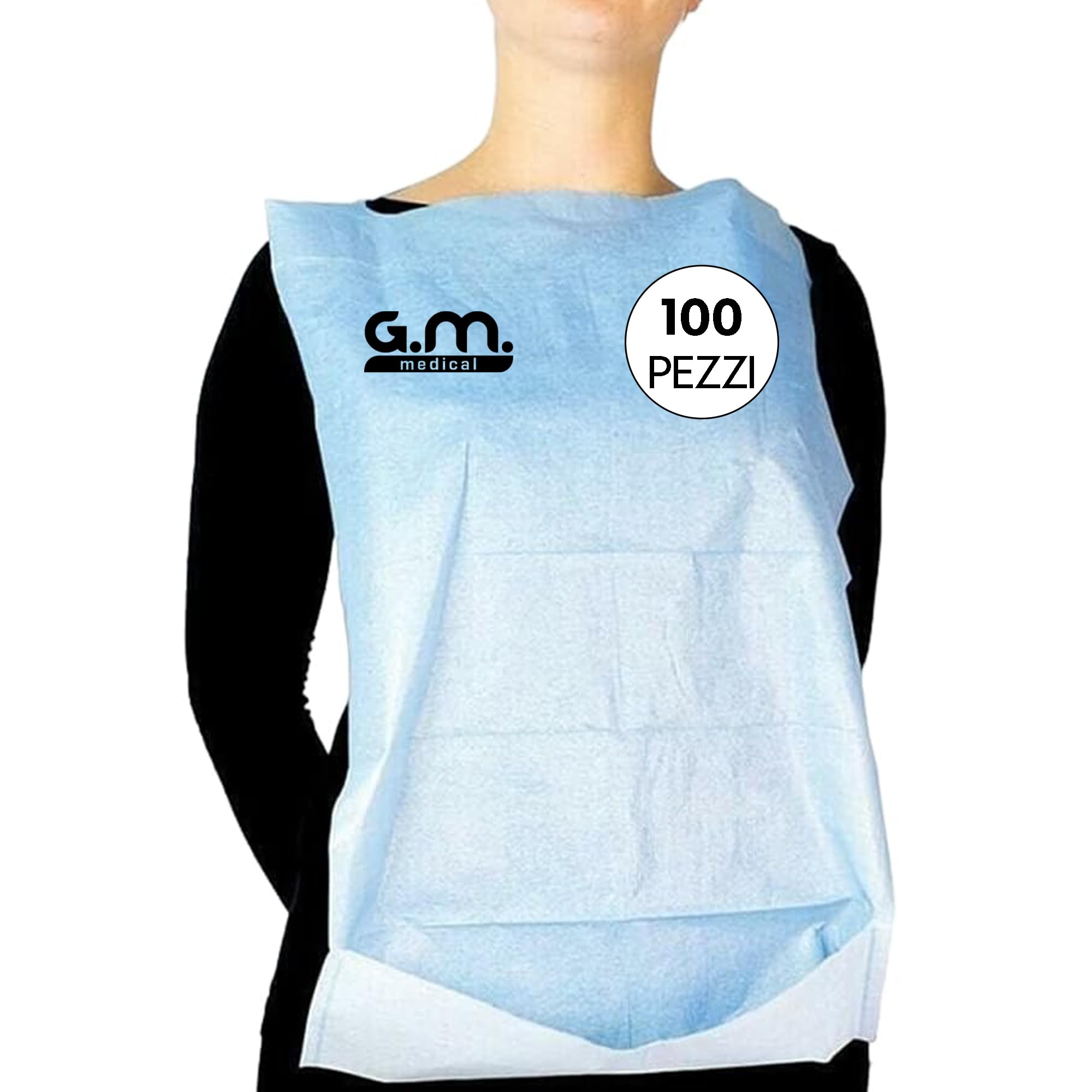 100 Bavagli Monouso Impermeabili In Polietilene Con Tasca Raccogli Cibo Per Anziani E Soggetti Allettati - Foto 8