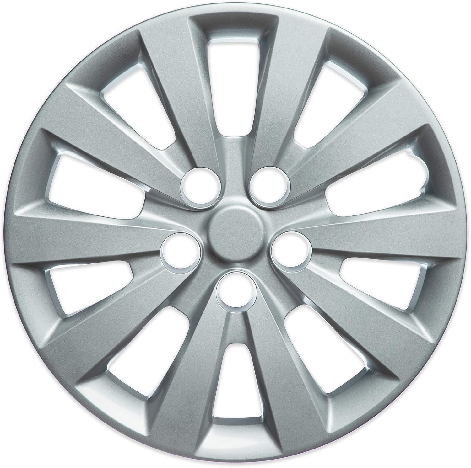 OxGord 16 inch Silver Snap-On Hubcaps with 10 Spoke Compatible with 13-19 Nissan Sentra S 2013-19 Sentra SV Standard Steel Wheel Covers
