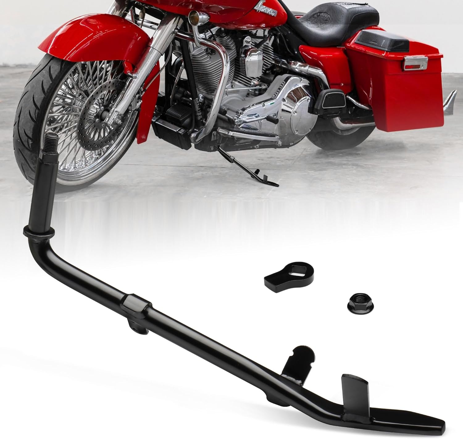 11"(stock) Touring Kickstand for 1984-2006 Harley Touring FLTR Road Glide, FLHR Road King, FLHT Electra Glide Ultra Classic Jiffy Stand, Black