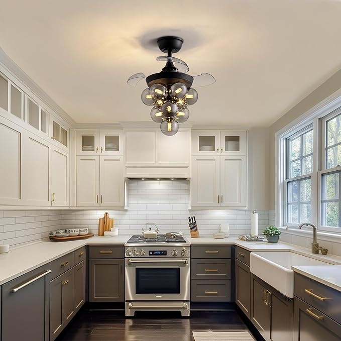 Ventilador de Techo 23.6 Pulgadas Con Luz, Control Remoto, 1 miniatura 7