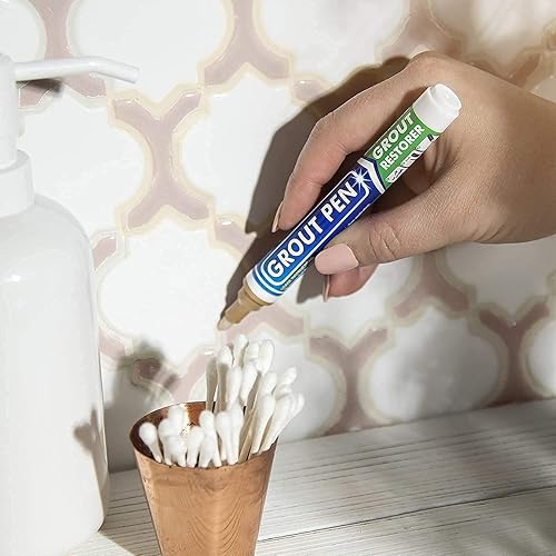 Miniatura 15 de Rotulador de lechada beige para azulejos: pintura impermeable para lechada, colorante para lechada de azulejos y bolígrafo sellador, beige, punta