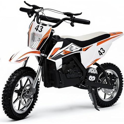 Blitzshark 36V 650W Kids Electric Dirt Bike Off-Road Motocross Ultra Powerful Motorcycle, with 17MPH MAX Speed, Rubber Tire, Twist Grip Throttle, Dual Suspension & Brakes, Leather Seat, SRK-MC20 Pro