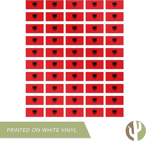 Miniatura 4 de Desert Cactus Calcomanía de bandera de país de Albania, hojas rectangulares de 1 pulgada, 50 piezas en total con logotipo de niños, álbum de