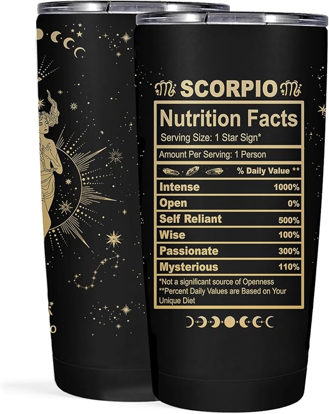 Scorpio Zodiac Cup, 20 Oz Astrology Tumbler, Witchy Gothic Gifts - Stainless Steel Insulated Constellation Tumbler