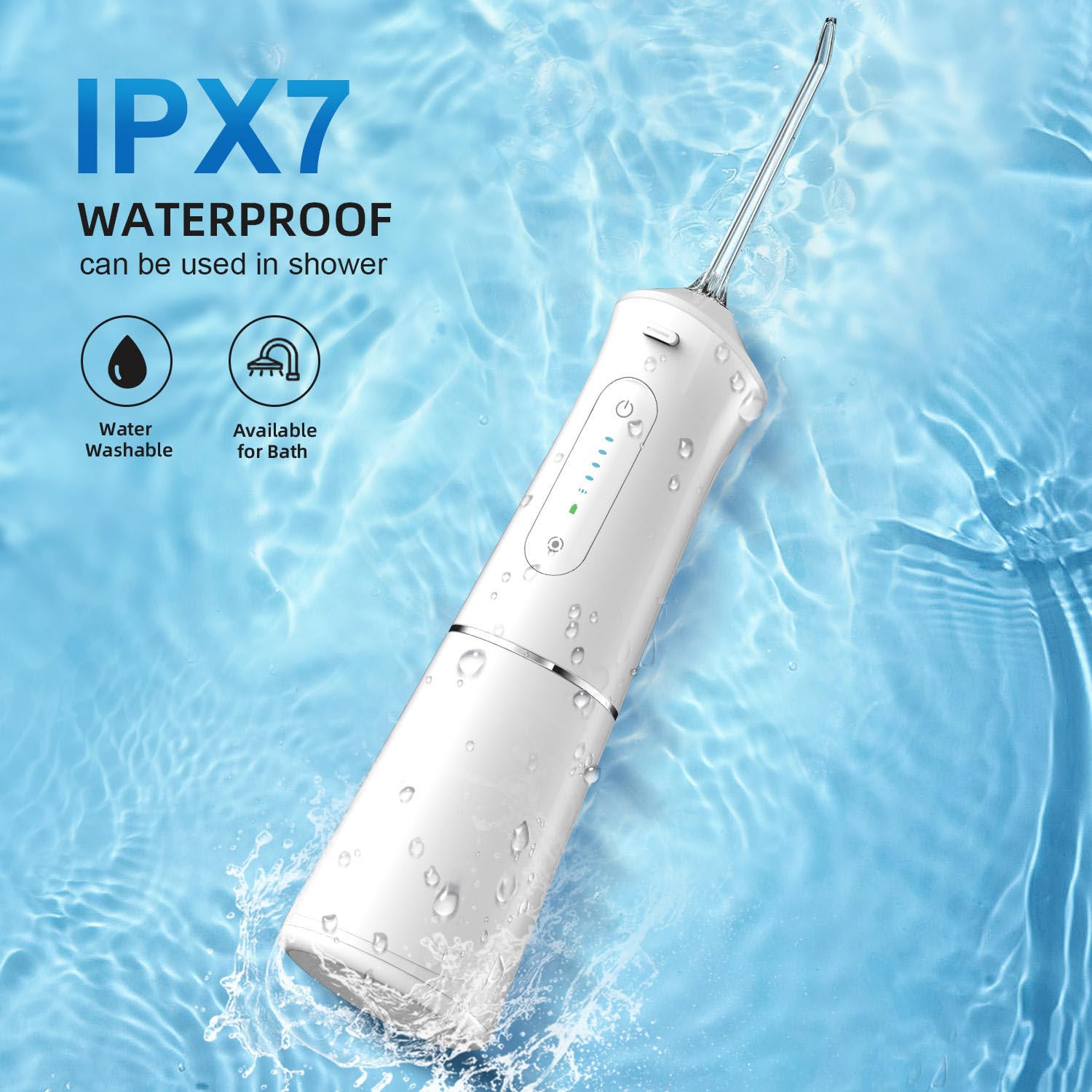 Kabellose Munddusche für optimale Zahn- & Mundpflege / 5 Modi / 200 ml Wassertank / IPX7 Wasserdicht/Munddusche für Zahnfleisch