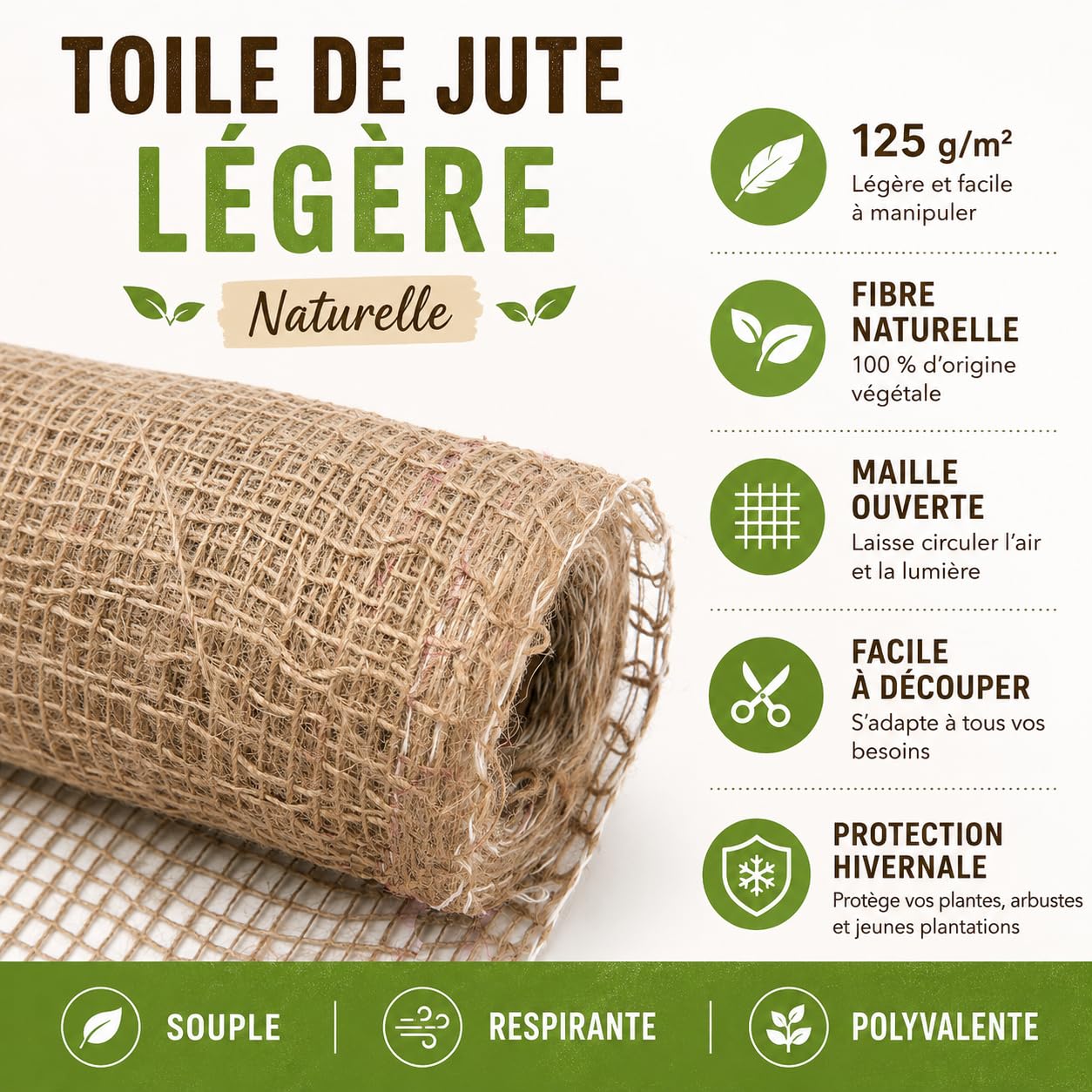 La cordeline CJN11A Tela di Iuta 125 gr/m² 1 m x 10 m