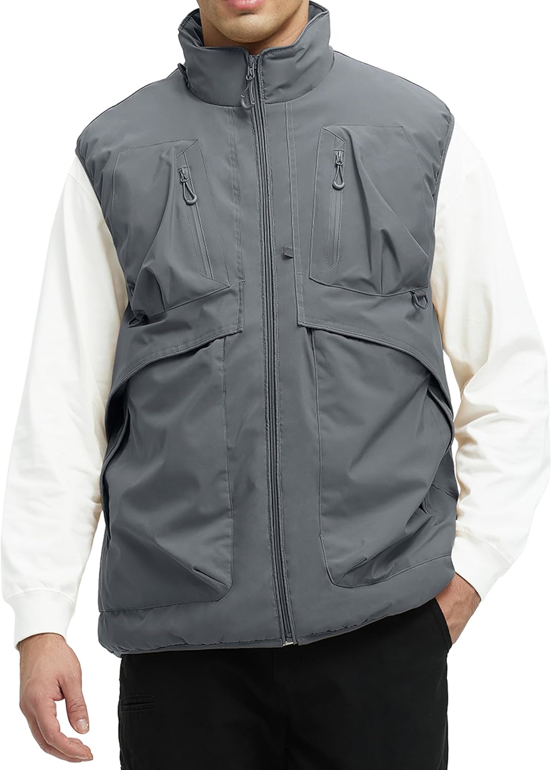 Men's Outerwear Vests Winter Vest Warm Water-Resistant Fleece Lined Mock-Neck Casual Outdoor Sleeveless Jacket - Image 3