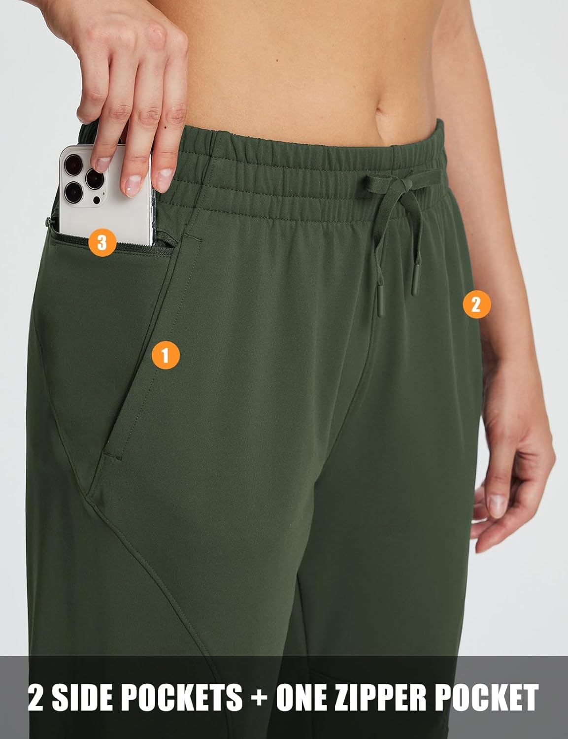 baleaf Women's Fleece Lined Pants Joggers Water-Resistant Zipper Pocket Thermal Sweatpants Winter Running Hiking Jogging - Image 5