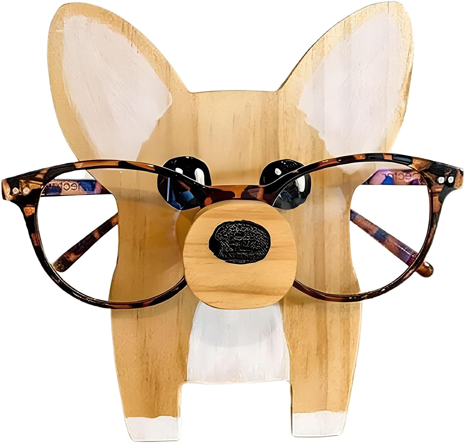 Wooden Spectacle Eye Glasses Holder, Cute Creative Animal Glasses Holder, Cute Handmade Wood Carved Animal Eyeglass Holder Display Stand, Christmas New Year Gift Home Office Desktop Decor (corgi)