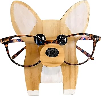 Wooden Spectacle Eye Glasses Holder, Cute Creative Animal Glasses Holder, Cute Handmade Wood Carved Animal Eyeglass Holder Display Stand, Christmas New Year Gift Home Office Desktop Decor corgi
