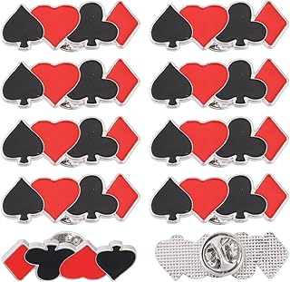 10 broches de cartas de juego, color negro, corazón rojo, ciruela, cuadrado, esmaltado, pin de solapa, abrigo, camisa, collar, accesorios, broche unisex, Metal
