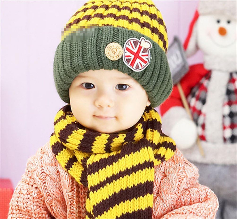 Blanche Lynn Baby British Flag Hat with Scarf + Glove Free (Army Green)