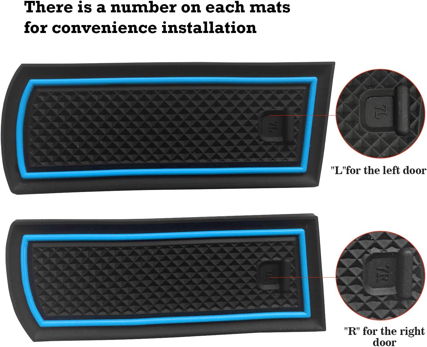 auovo 24PCS Protector Mats for Chevy Silverado 1500 LT Accessories 2014-2018 Car Cup Holder Inserts,Center Console Liner,Door Pocket Liner Mat Interior(Bench Seats Double Cab,Blue Trim)