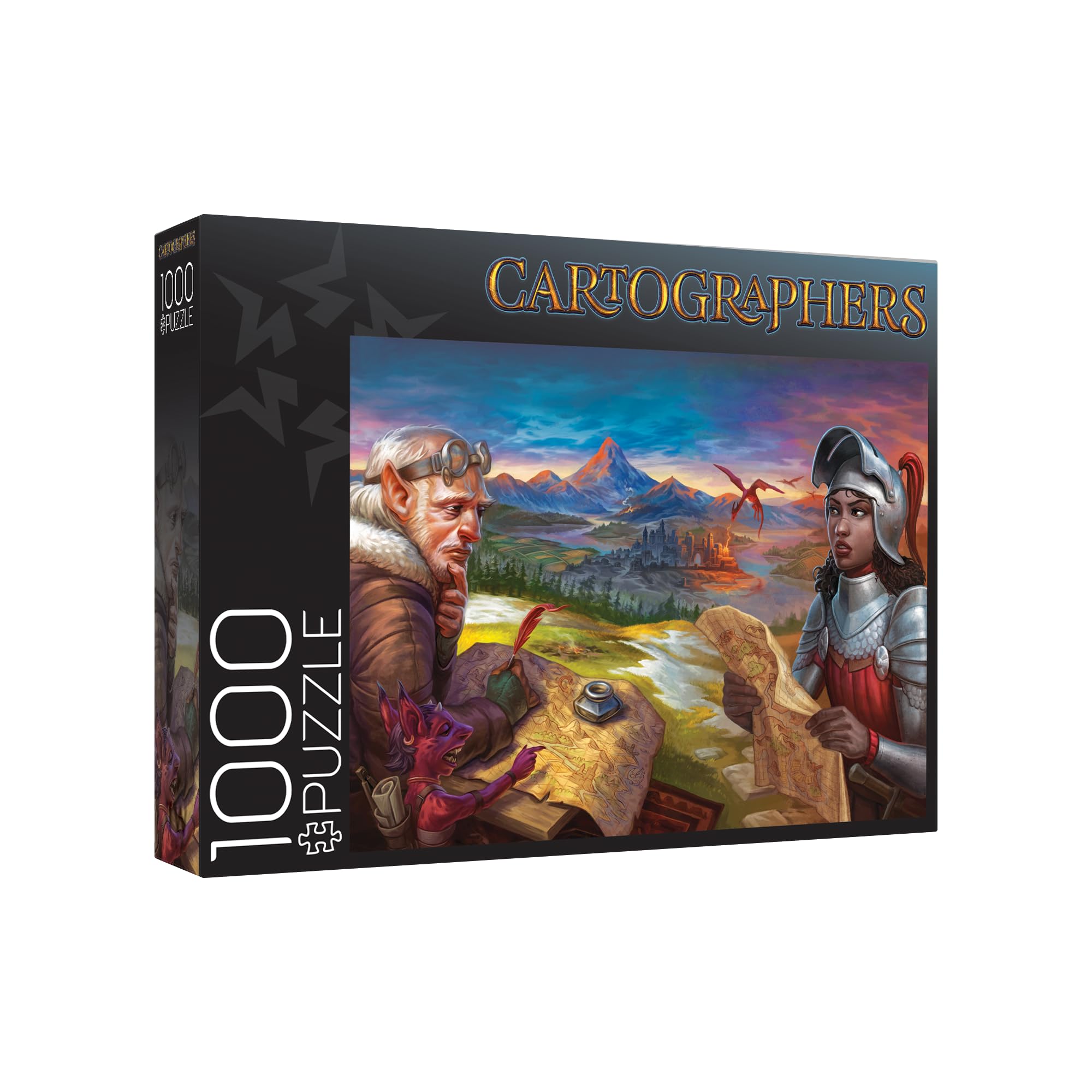 Cartographers of Nalos Jigsaw Puzzle | 1000 Piece Fantasy Art Puzzle | Board Game Art from Cartographers Heroes: A Roll Player Tale | Puzzle for Adults Teens and Family by Thunderworks Games