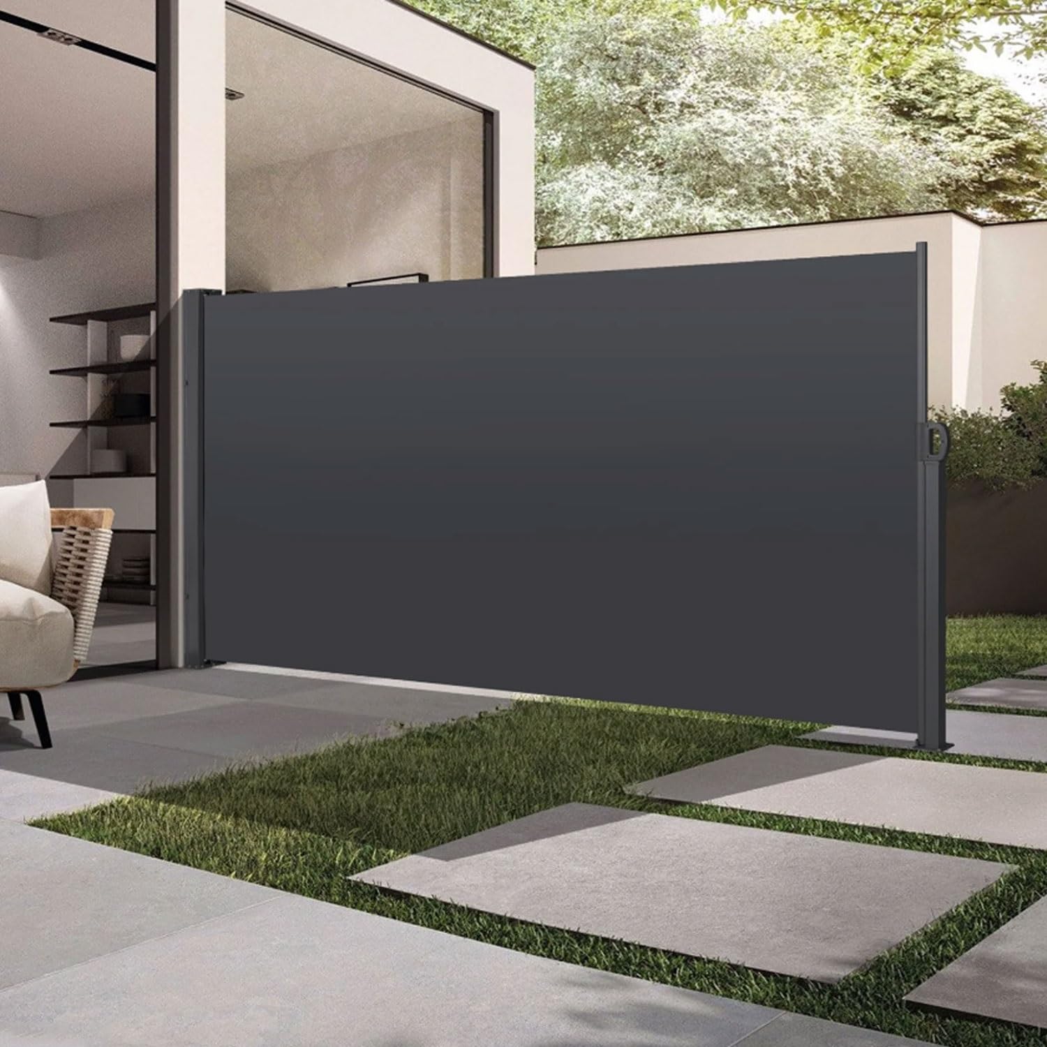 Ausziehbares faltbares Sonnensegel, UV-beständig, wasserdicht, für Außenbereich, Garten, Terrasse, Balkon, Innenhof, Grau, 160 x 300 cm Garten