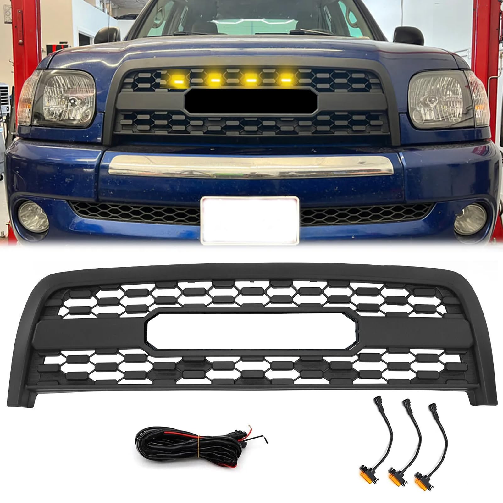Front Bumper Grille For 2003 2004 2005 2006 Tundra Grille W/3LEDs Matte Front Bumper Grille For 2003 2004 2005 2006 Tundra Grille W/3LEDs Matte