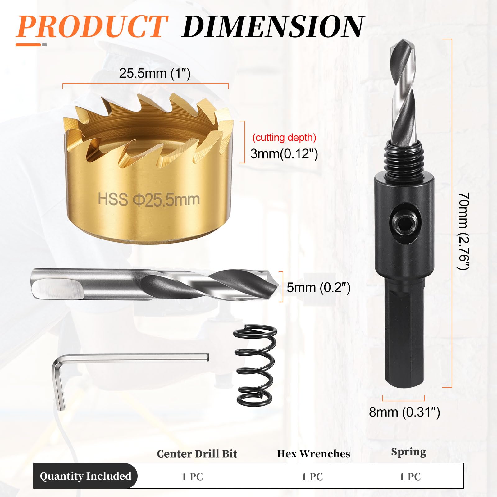 METALLIXITY Hole Saw 25.5mm (1"), 4241 High Speed Steel Hole Cutter with Center Drill Bit - Image 2