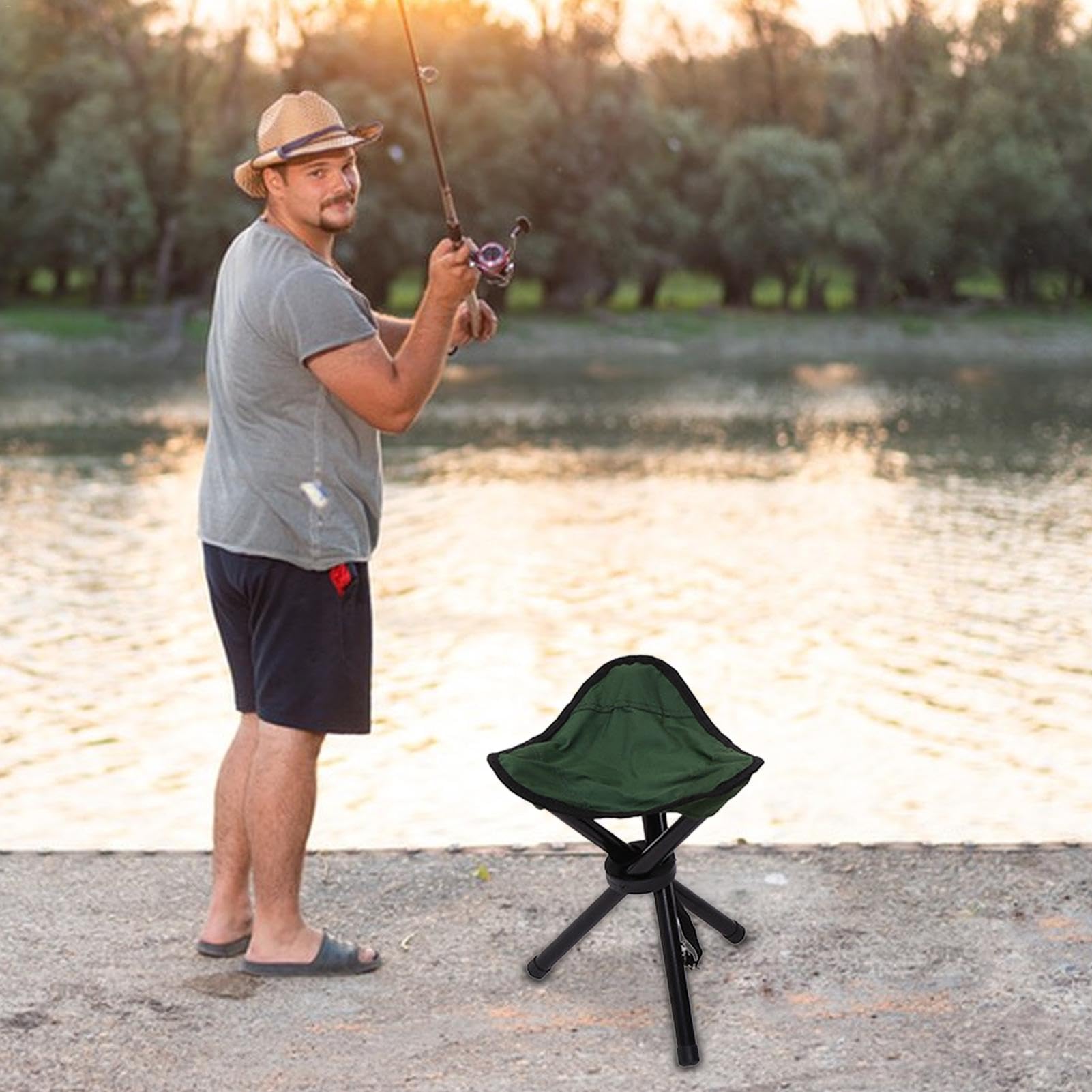 Asiento Plegable para Camping, portátil, Ligero, Plegable, Multifuncional, Taburete Triangular portátil con Patas Antideslizantes para Interiores y Exteriores