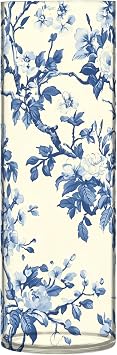 Pretty Blue Flowers Plastic Flower Vase, 11.8x3.9 Sturdy Cylinder Vases for Home, Office, Wedding Decoration