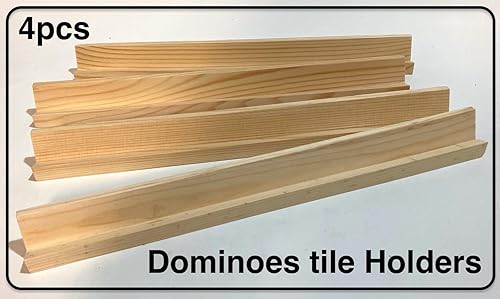 Miniatura 8 de Dominoes - Estante de dominó de madera para azulejos de dominó, 4 piezas, compatible con doble seis y doble nueve