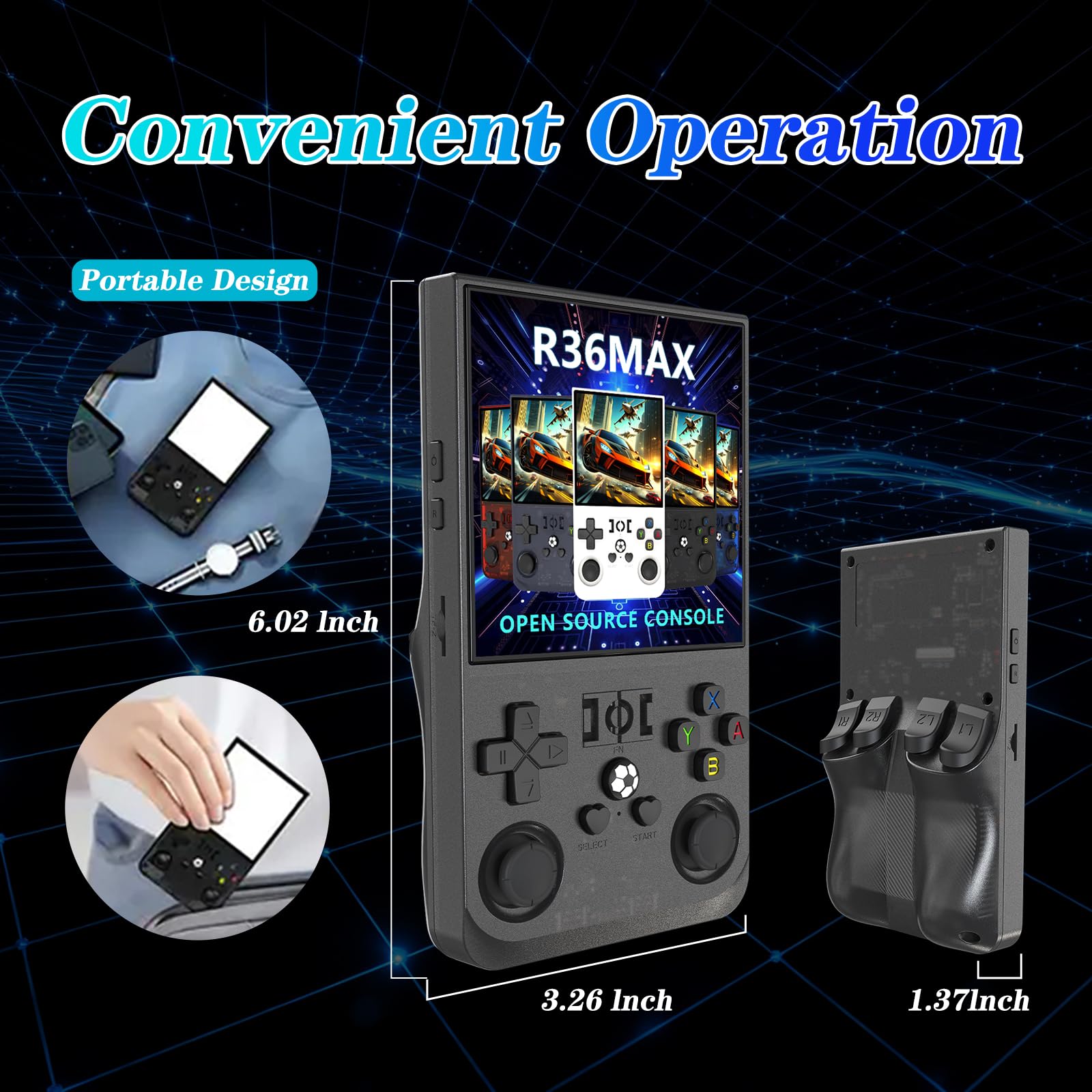 Amazon | R36MAX 4000mAh ポータブル充電式ハンドヘルドレトロゲーム