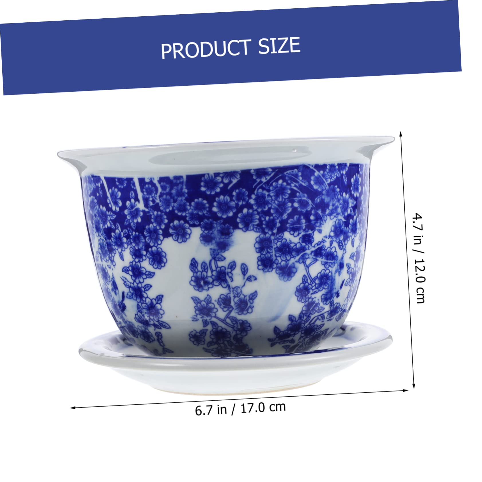 VANZACK Doniczki Bonsai Ceramiczna Doniczka Z Tacką Na Rośliny Doniczkowe Dekoracyjna Doniczka Z Otworem Drenażowym Do Domowego Biura