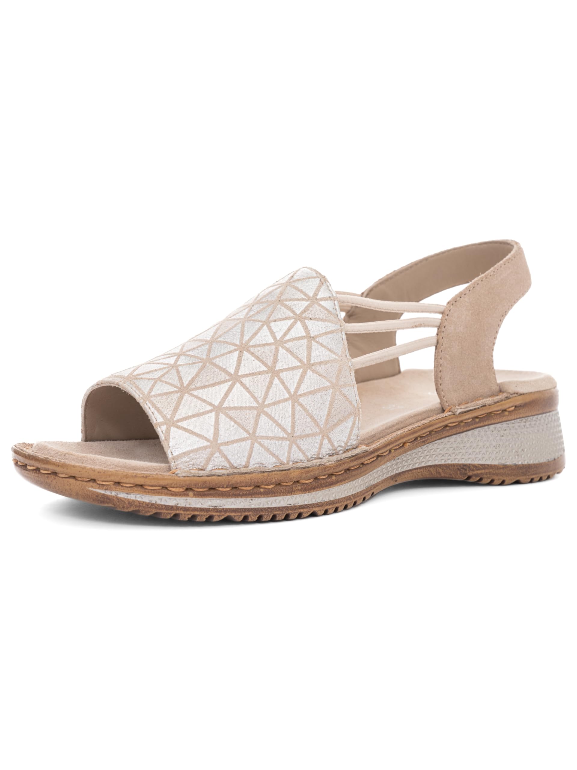 ARA Women's Hawaii Sandals, Sand/Silver, Sand, 38 EU