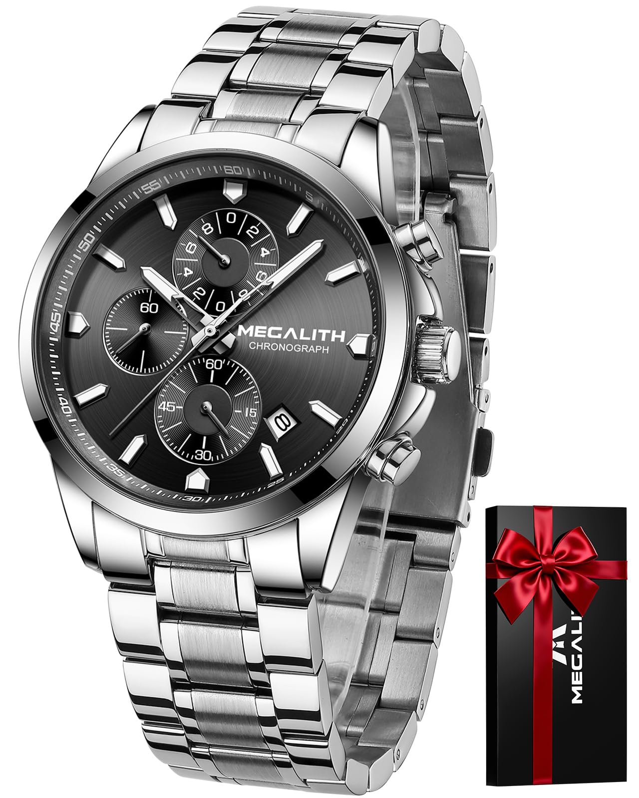 MEGALITH Mens Watches Chronograph Waterproof Analogue Quartz Wrist Watches for Men Luminous Date