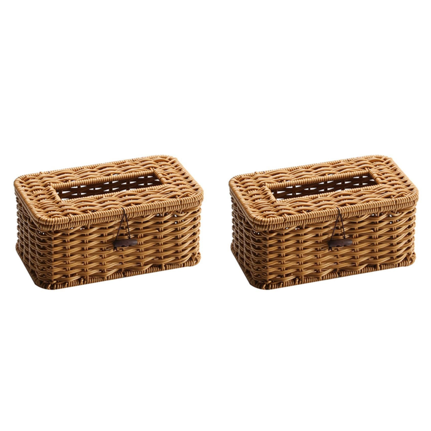 Hndhbfgrt 2X Rattan Rectangular Tissue Box Cover - Boho Decorative Woven Tissue Holder,Vintage Farmhouse Tissue Dispenser for Home