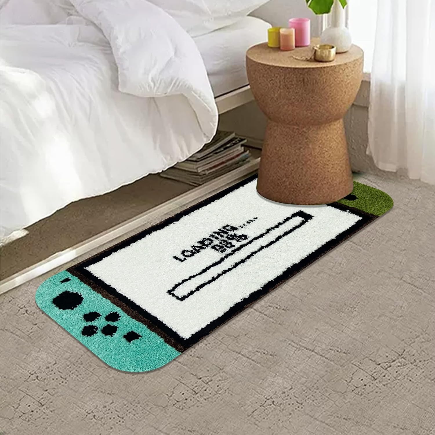 ABREEZE Green Gamepad Kids Area Rug 20''X47'',Gaming Room Carpet Water Absorption Non Slip Mat Fluffy Fuzzy Soft Plush Rug for Bedroom Bathroom Children Playroom Home Decor Washable