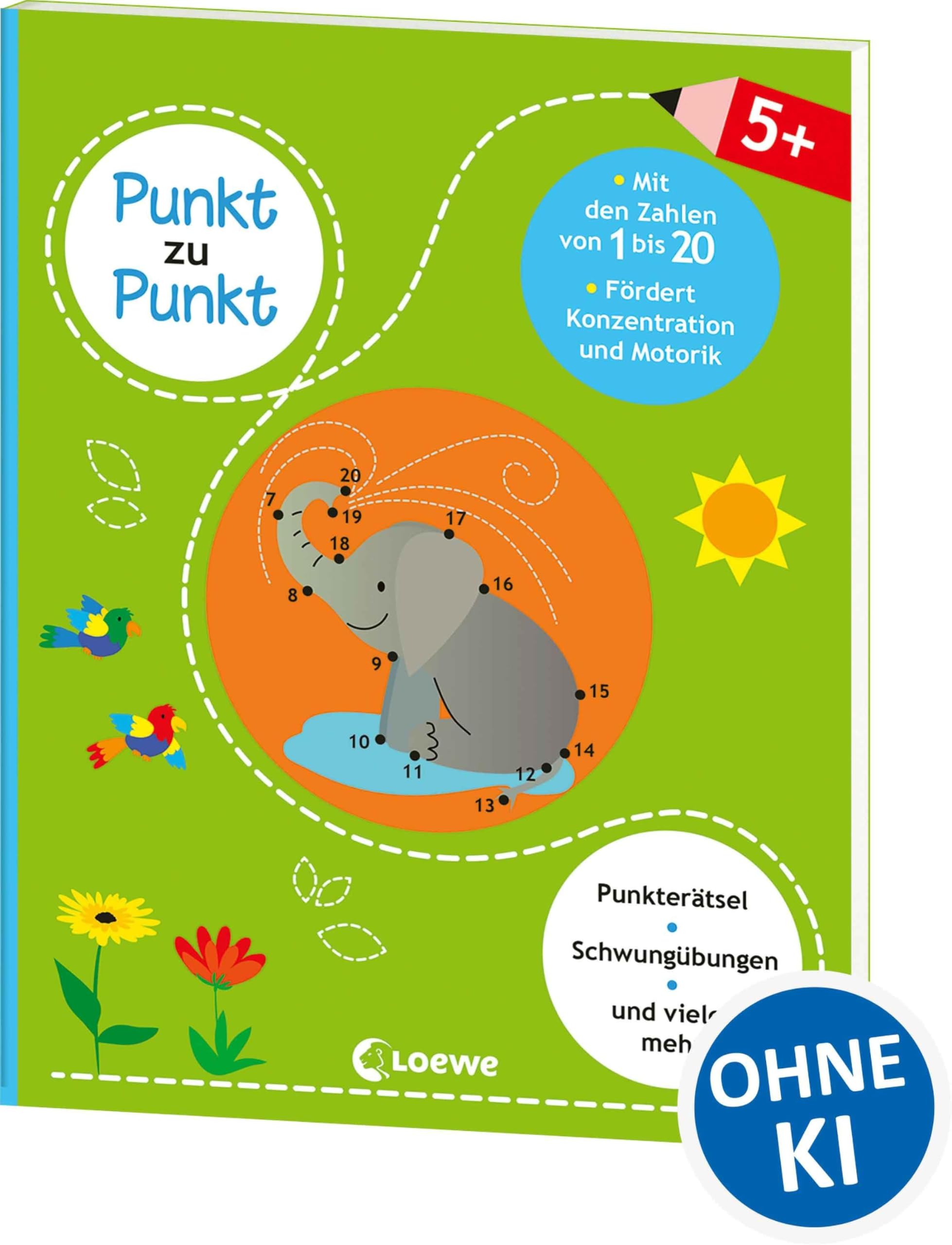Punkt zu Punkt - Mit den Zahlen von 1 bis 20 (grün): Punkterätsel für Kinder ab 5 Jahre